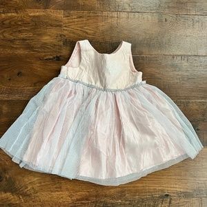 Toddler pink tulle and floral dress
